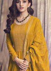 Straightforward Silk Georgette Gown in Yellow